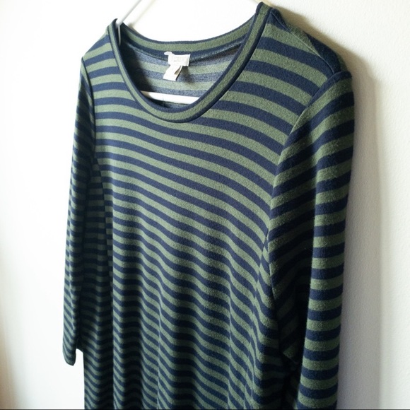 J.Crew Factory Blue Green Ponte Striped Dress Size M - Picture 4 of 4